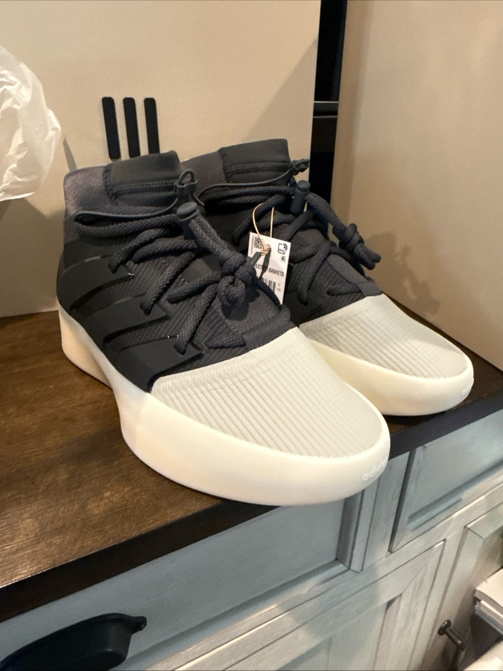 Fear of God Men's Black and Cream High-Top Sneakers